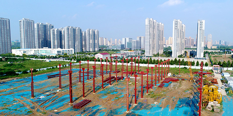 豪门国际工业园钢结构厂房航拍图